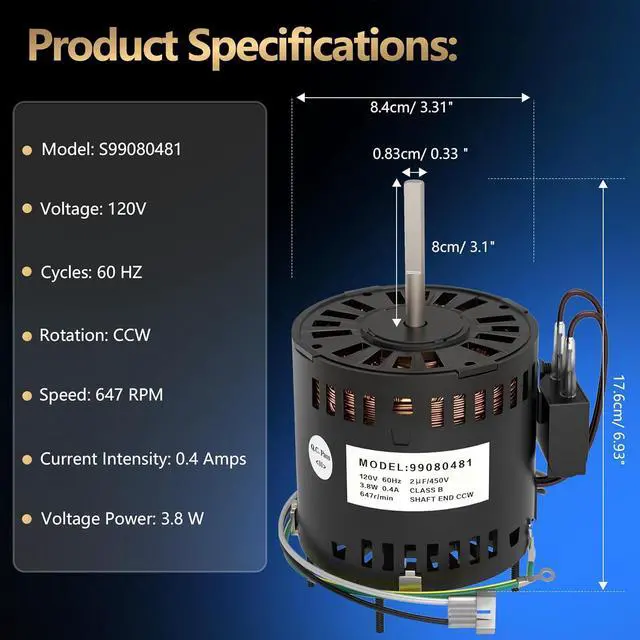 Alt view image 4 of 7 - S99080481 Exhaust Fan Motor 120V Replacement for Broan-Nutone L100 L100L L100MG L100EX Bathroom Vent Fan Replaces 99080481
