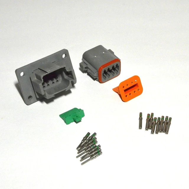 Main image of Deutsch 8-pin 14-16AWG Flange Connector Kit Solid Contacts (Made in USA)
