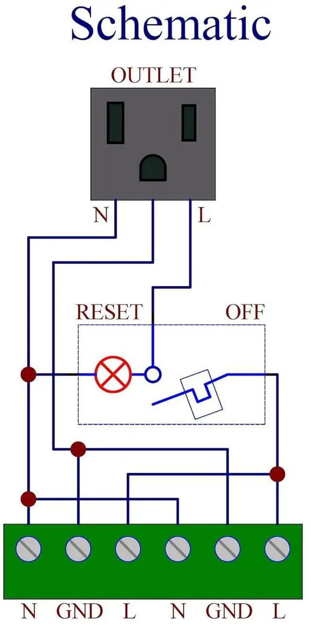 Alt view image 4 of 6 - DIN Rail Mount AC 120V NEMA 5-15R Receptacle Outlet Power Module, with Rocker Switch Thermal Circuit Breaker Overload Protector