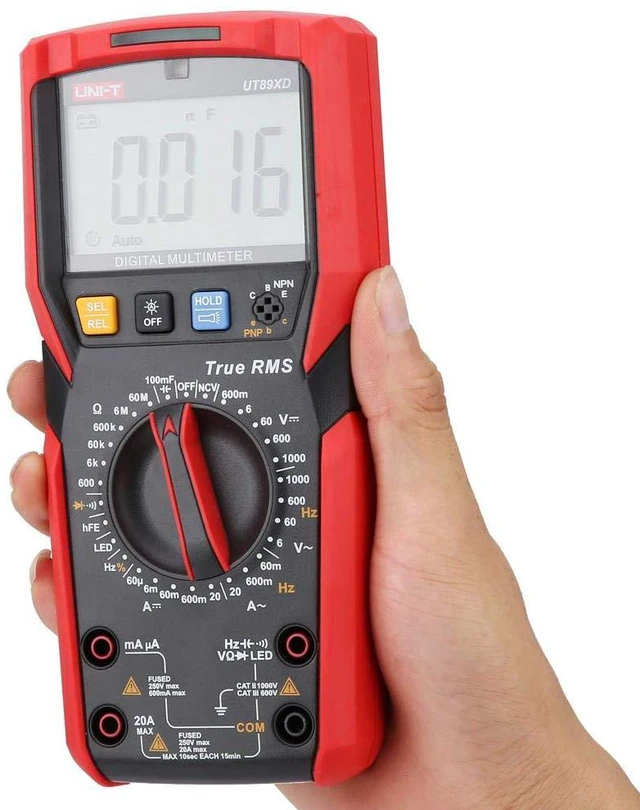 Alt view image 4 of 7 - Digital Multimeter UT89XD 6000 Counts NVC Measurement AC DC Voltage Current Ohm Capacitance Frequency Duty Cycle Temperature Tester