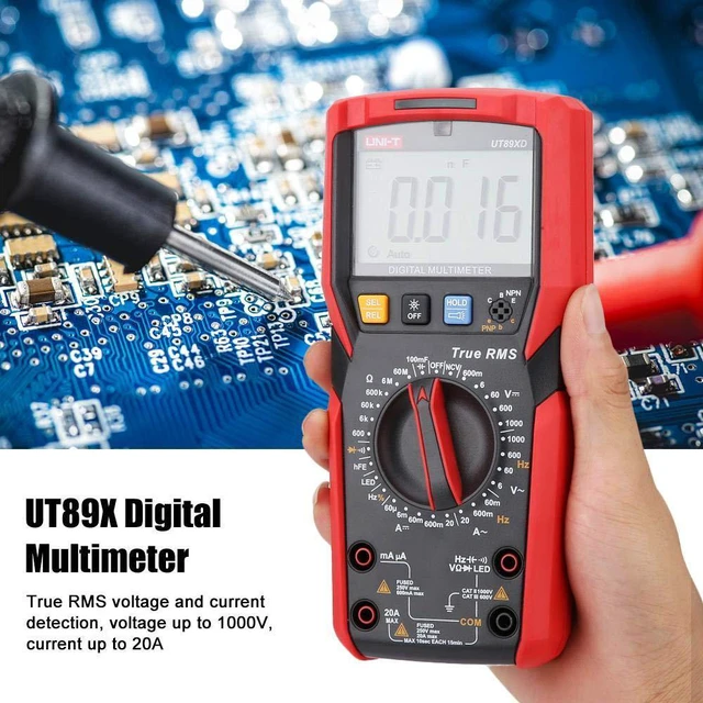 Alt view image 5 of 7 - Digital Multimeter UT89XD 6000 Counts NVC Measurement AC DC Voltage Current Ohm Capacitance Frequency Duty Cycle Temperature Tester