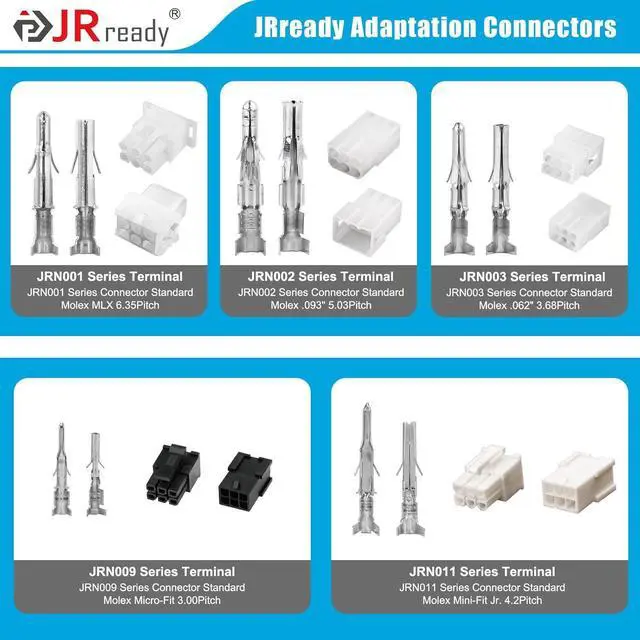 Alt view image 6 of 6 - JRready ST6527 150Pairs Pins Terminal Kit 093" 062" Mini-Fit Jr. MLX Micro-Fit Car Automotive Terminals Electrical Pin Connectors 14-20AWG 18-24AWG 20-24AWG Single Pin Sockets Contact Standard Molex