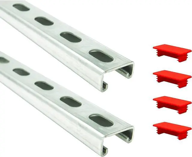 Main image of Metal Strut Channel, 1-5/8 x 13/16 inch, 14 Gauge, Slotted Back 4ft, Electro-Galvanized, Silver (Pack of 2 )