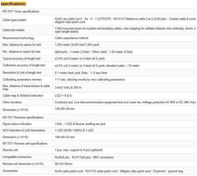 Alt view image 2 of 7 - MT-7071 Cable Tester Break Hunt Check Line Device LCD Network Cable Length Tester Detector Tracker Wire Fault Locator