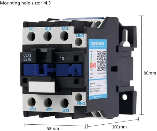 Alt view image 2 of 7 - CJX2-3210 AC 220V Magnetic Contactor 1NO 3-Phase 3-Pole Motor Controller Rail Mount Contactor Replacement 220V 32A 50/60 Hz