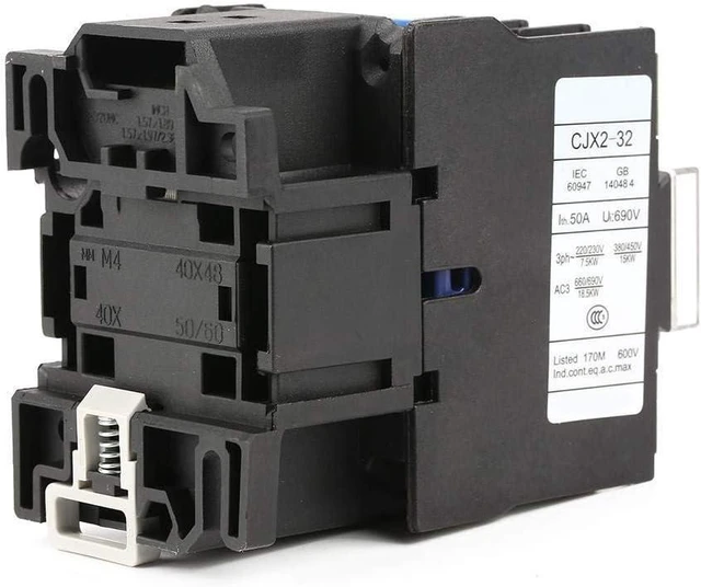 Alt view image 4 of 7 - CJX2-3210 AC 220V Magnetic Contactor 1NO 3-Phase 3-Pole Motor Controller Rail Mount Contactor Replacement 220V 32A 50/60 Hz