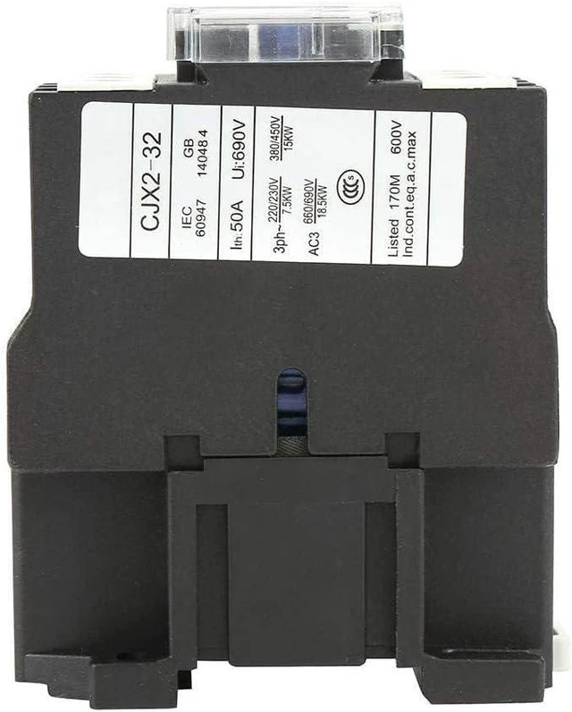 Alt view image 5 of 7 - CJX2-3210 AC 220V Magnetic Contactor 1NO 3-Phase 3-Pole Motor Controller Rail Mount Contactor Replacement 220V 32A 50/60 Hz