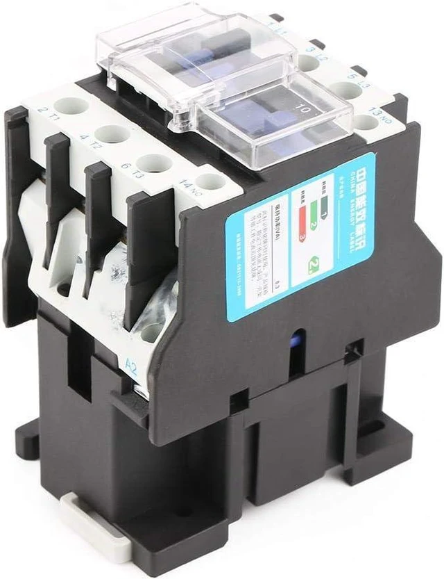 Alt view image 7 of 7 - CJX2-3210 AC 220V Magnetic Contactor 1NO 3-Phase 3-Pole Motor Controller Rail Mount Contactor Replacement 220V 32A 50/60 Hz