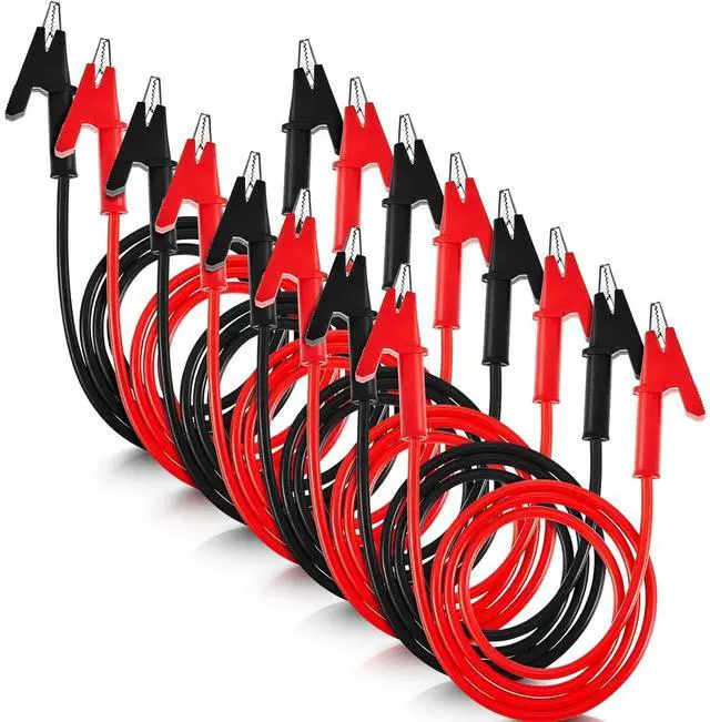 Main image of Dunzy 8 Pcs 14 Gauge Jumper Wires Alligator Clips to Alligator Clip Electrical Test Wires Set Silicone Flexible Cable for Electrical Testing (3.3 Ft)
