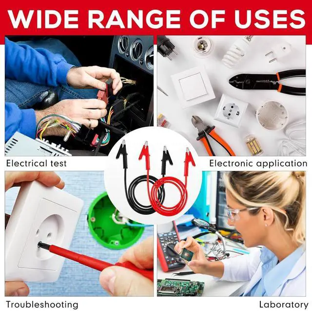 Alt view image 6 of 7 - Dunzy 8 Pcs 14 Gauge Jumper Wires Alligator Clips to Alligator Clip Electrical Test Wires Set Silicone Flexible Cable for Electrical Testing (3.3 Ft)