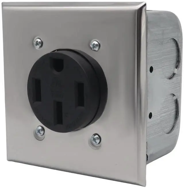 Alt view image 5 of 7 - NEMA 14-50R Heavy Duty 50 Amp Power Outlet Receptacle for RV EV Charging, Surface Or Flush Mount for Homes, Warehouses, 4.57x4.53x2.87in