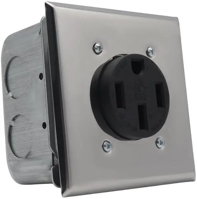 Alt view image 7 of 7 - NEMA 14-50R Heavy Duty 50 Amp Power Outlet Receptacle for RV EV Charging, Surface Or Flush Mount for Homes, Warehouses, 4.57x4.53x2.87in