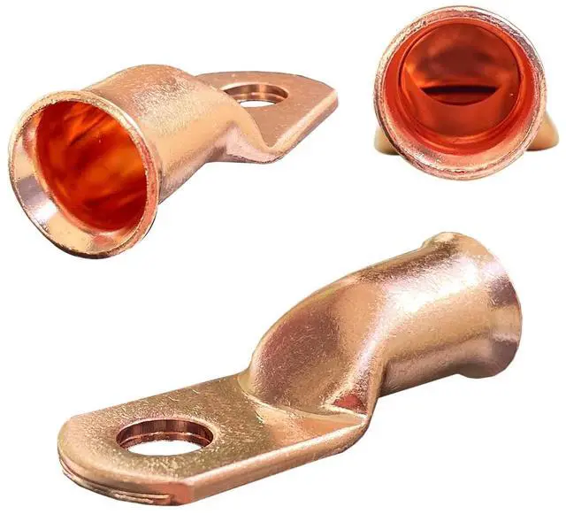 Alt view image 2 of 3 - 6pcs 1/0 AWG-3/8 Ring Battery Lugs, Copper Lugs, Battery Cable Ends, Tubular Ring Terminals, Crimp Wire Ring Lugs, Battery Terminal Connectors with Heat Shrink Tubing (6, 1/0 Awg - 3/8" (M10) Ring)