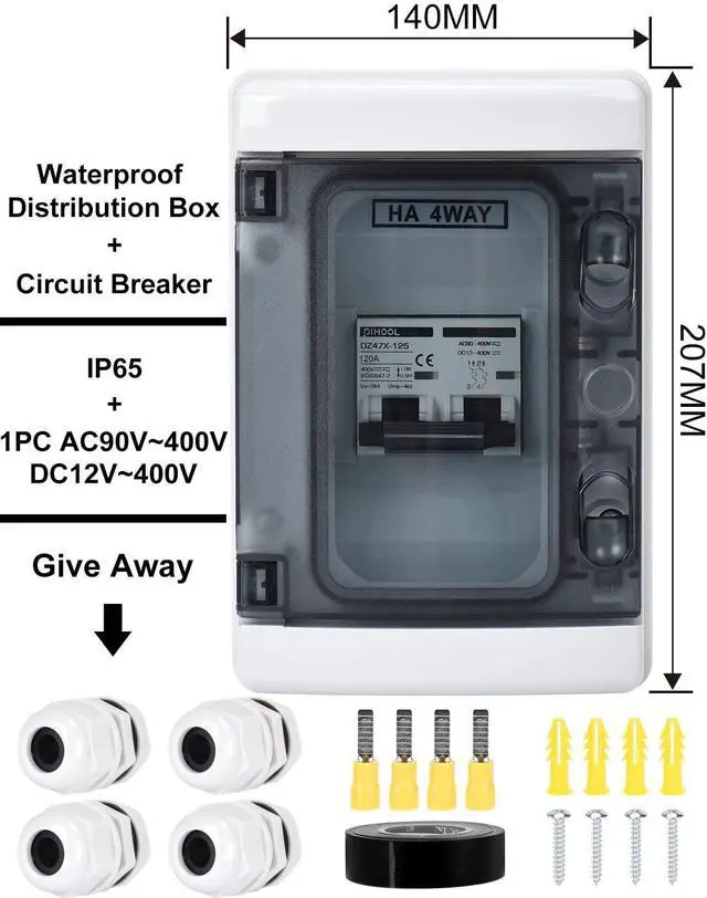 Alt view image 5 of 7 - DIHOOL DC 120 Amp Breaker for Solar Panel, Miniature Circuit Breaker 400V