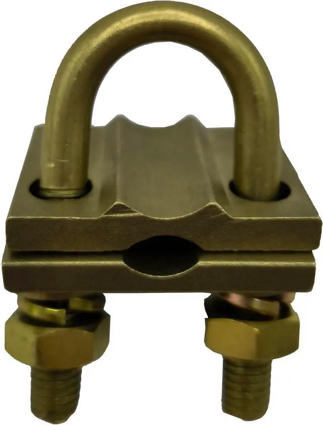Alt view image 3 of 5 - Brass U Bolt Ground Clamp with 2 Conductors,4/0-4AWG Wire Range, 1/2-3/4Ground Rods or Pipe Size (U bolt 10pcs pack)