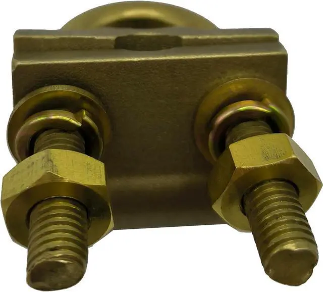 Alt view image 4 of 5 - Brass U Bolt Ground Clamp with 2 Conductors,4/0-4AWG Wire Range, 1/2-3/4Ground Rods or Pipe Size (U bolt 10pcs pack)