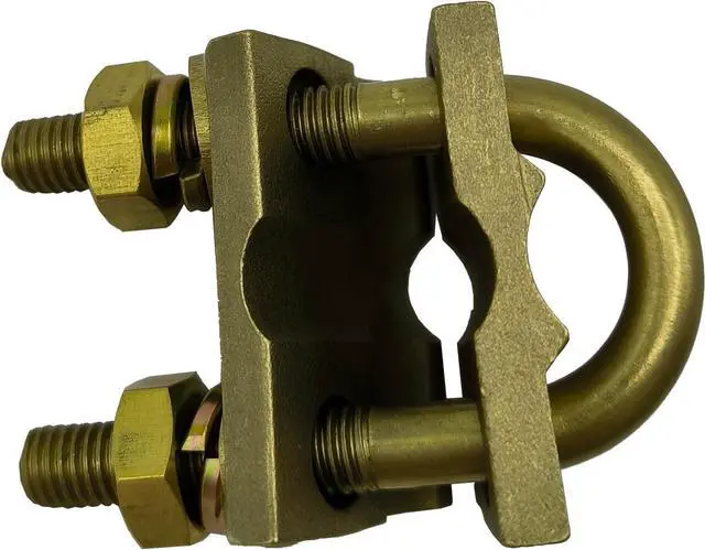 Alt view image 5 of 5 - Brass U Bolt Ground Clamp with 2 Conductors,4/0-4AWG Wire Range, 1/2-3/4Ground Rods or Pipe Size (U bolt 10pcs pack)