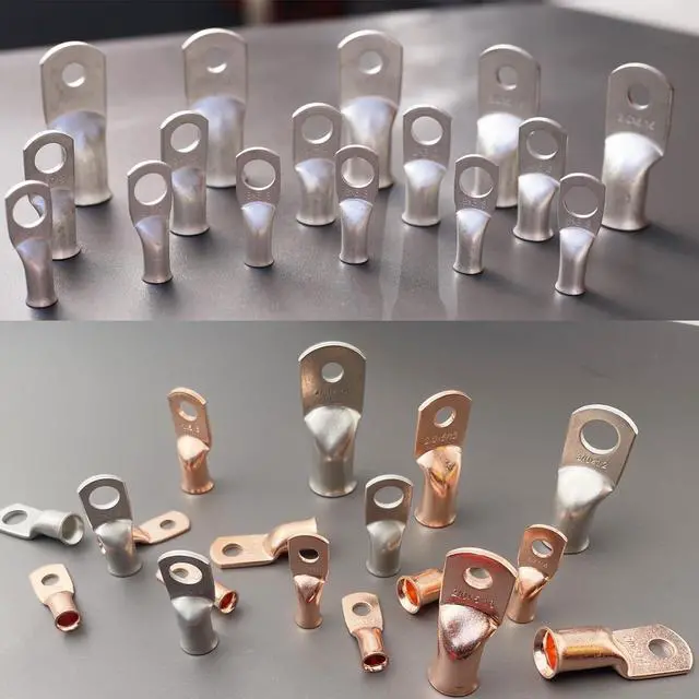Alt view image 6 of 6 - 25Pcs 2/0 AWG 5/16"(M8) Stud Tinned Copper Ring Terminals Battery Cable Ends Wire Lugs 2/0 Gauge Battery Cable Lugs Heavy Duty Cable Lugs Bare Copper Eyelets Tubular Ring Terminal Connectors