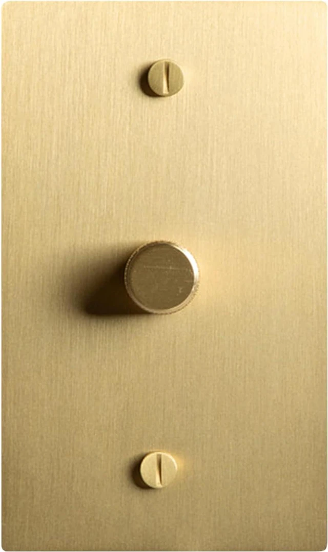 Main image of 1-Gang Satin Solid Brass Rotary Dimmer Switch, 15A 120V AC Wall Mount, TRIAC/Leading Edge 1-Way Compatible, Dimmable LED Light Control with Knob, Faceplate & Dimming Module