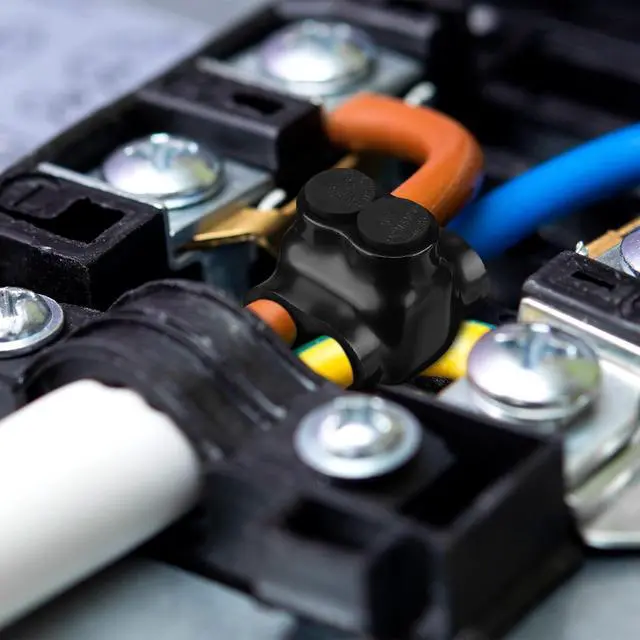 Alt view image 5 of 6 - Copkim 5 Pcs 2 Port Insulated Wire Connectors Aluminum Inline Splice Tap Connector Pre-Filled Oxide Inhibitor Dual Entry for Electrical Wires Application (2-14 Wire Range,Slotted or 5/32" Allen Hex)