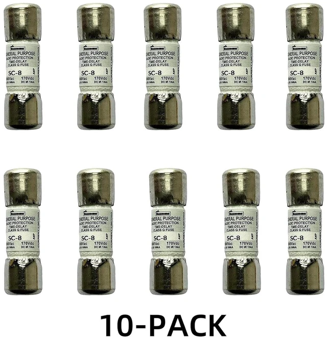 Alt view image 3 of 3 - 10-Pack New SC-8 SC-8A SC 8A 600Vac Time Delay Fuse,BP/SC-8A Current Limiting Class G Rejection Cartridge Fuses