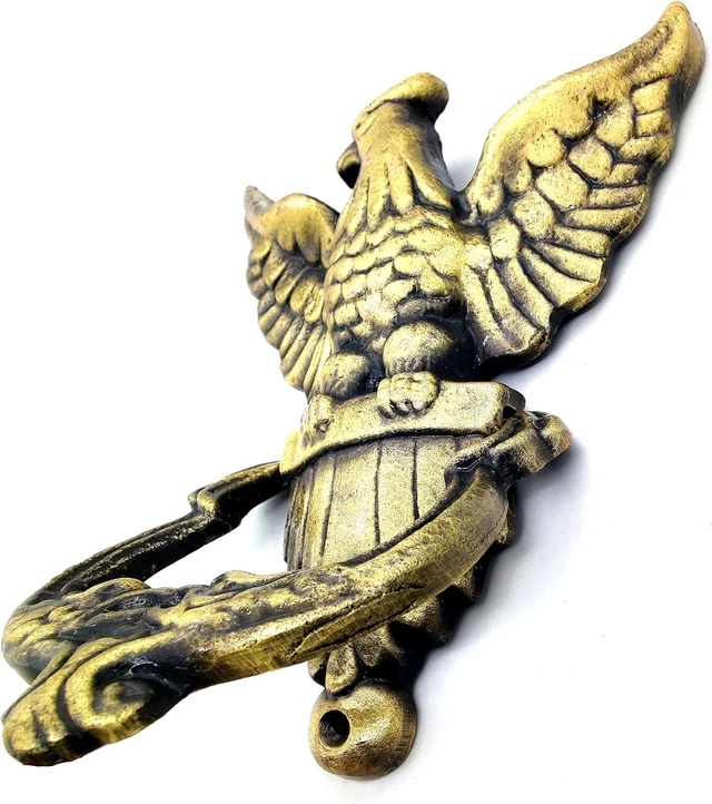 Alt view image 4 of 7 - 5MOONSUN5's Eagle Shape Victorian Style Doorbell Victorian Antique Style Cast Iron Handcrafted Door Knocker Eagle Decorative Hardware for Doors,