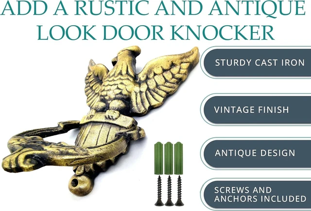 Alt view image 2 of 7 - 5MOONSUN5's Eagle Shape Victorian Style Doorbell Victorian Antique Style Cast Iron Handcrafted Door Knocker Eagle Decorative Hardware for Doors,