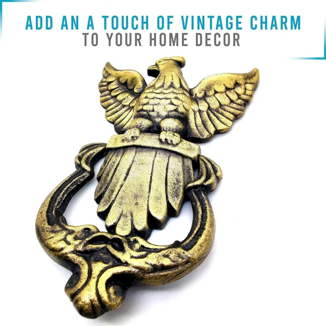 Alt view image 3 of 7 - 5MOONSUN5's Eagle Shape Victorian Style Doorbell Victorian Antique Style Cast Iron Handcrafted Door Knocker Eagle Decorative Hardware for Doors,