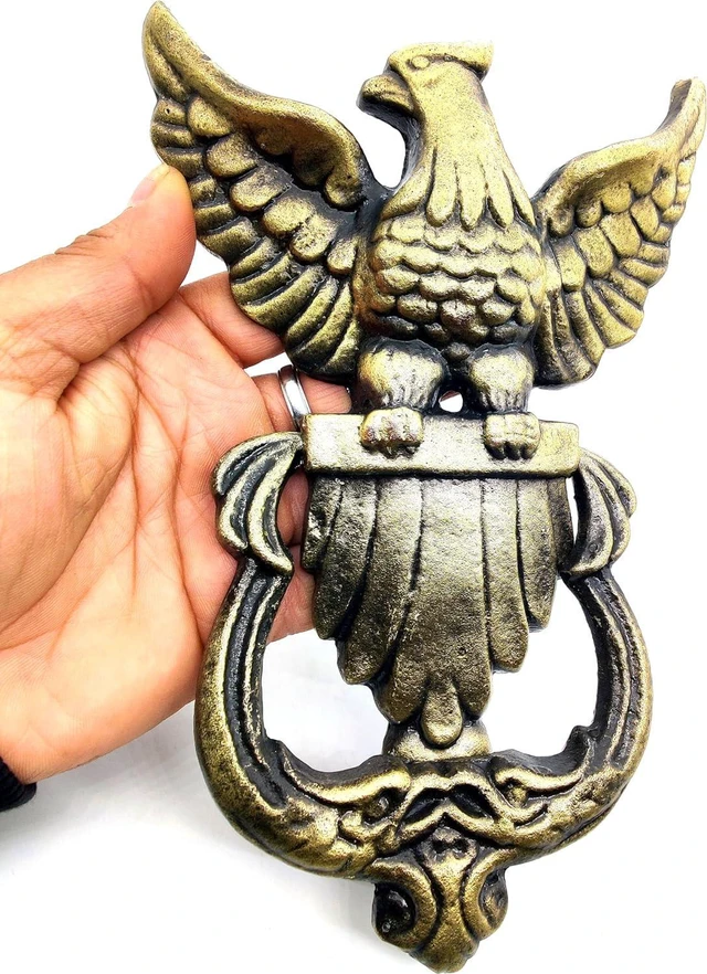 Alt view image 7 of 7 - 5MOONSUN5's Eagle Shape Victorian Style Doorbell Victorian Antique Style Cast Iron Handcrafted Door Knocker Eagle Decorative Hardware for Doors,