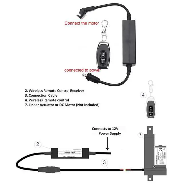 Alt view image 2 of 7 - Fafeicy 12V DC Motor Linear Actuator Wireless Remote Control, DPDT Switch Forward Reverse 433.92MHz
