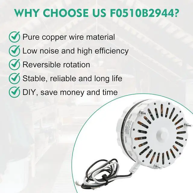 Alt view image 5 of 7 - F0510B2497, DOW-136-0-40-XIN Attic Fan Motor Kit Fit for Lomanco 2000 & 1800 Series, Replace Model DOW-136-0-34, F0510B2944, A0416B2059, A0510B2389 etc, 3.4 A/60Hz/120 V, 1100RPM 1/10 HP, White