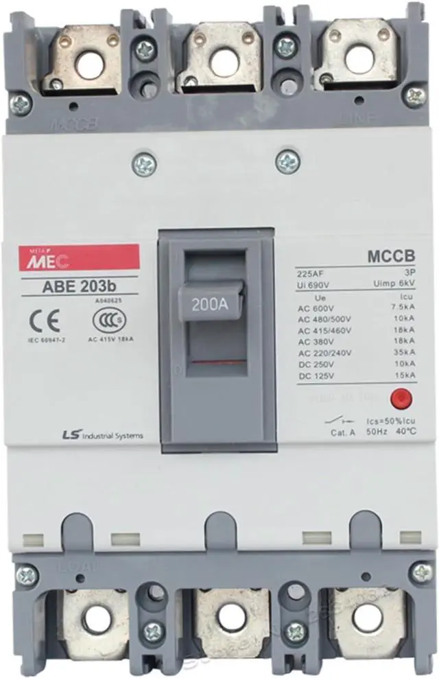 Alt view image 2 of 6 - Moulded Case Circuit Breaker MCCB 50A 60A 75A 100A 125A 150A 175A 200A 225A 3p 3 Pole 50Hz 600V ABE-203b LS Electric(100A)
