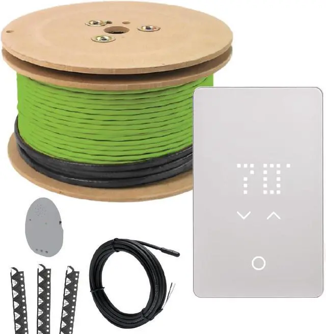 Main image of Floor Heating System, 240V Electric Tile Radiant Floor Heating Cable with UTN5 Non-Programmable Thermostat (49 Sq.Ft.)