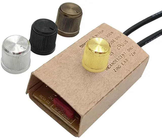 Alt view image 3 of 6 - Table Lamp LED Dimmer Switch Kit Zing Ear ZE-03 300W Inline Rotary LED Dimmer Switch with 4 Knobs