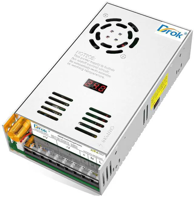 Main image of DROK 24V Power Supply, AC 110V/220V to DC 0-24V 20A 480W Buck Converter, Variable Adjustable Adapter Regulated 5V 12V 24V Volt Switching Voltage LED Transformer 20A Amp Charger for Computer Lab