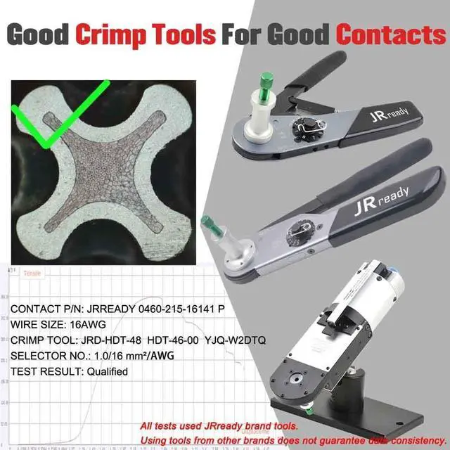 Alt view image 5 of 7 - JRready ST6120 DT Connector Terminal Kit Contact Size 16, Male Pins 0460-215-16141/Female Sockets 0462-209-16141 Solid Contacts Wire Gauge 14-20 AWG, 30 Pairs