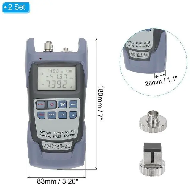 Alt view image 2 of 7 - PATIKIL 2pcs 650nm Fiber Optical Tester, Optical Power Meter Built-in 10MW Visual Fault Locator Fiber Light Meter with 2.5mm SC FC Connector Test Equipment for Network Testing Tools