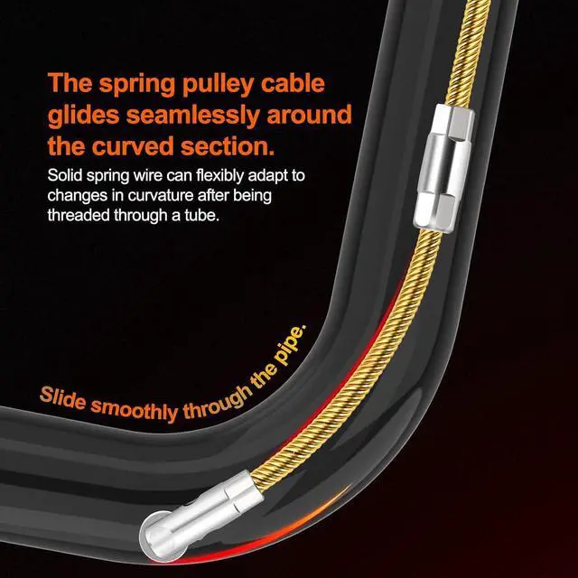 Alt view image 3 of 6 - Fish Tape 50ft Wire Puller Running Electrical Wire Cable Pulley Head Spring, Heavy Duty, Through Wall Wire Guide Device,Applicable Multiple Scenario