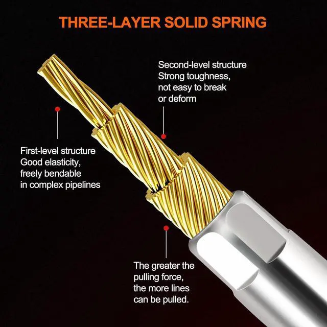 Alt view image 5 of 6 - Fish Tape 50ft Wire Puller Running Electrical Wire Cable Pulley Head Spring, Heavy Duty, Through Wall Wire Guide Device,Applicable Multiple Scenario