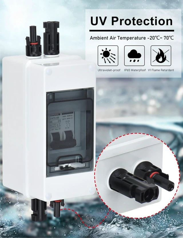 Alt view image 5 of 7 - DIHOOL 15 Amp Solar DC Disconnect Switch, Outdoor Breaker Box, DC Miniature Circuit Breaker
