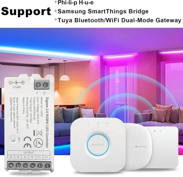 Alt view image 2 of 7 - ZigBee 3.0 LED Controller C04Z RGBW LED Strip Bulb Dimmer Compatible with Echo Plus Home-kit Zigbee Hub Bridge Required DC5-24V