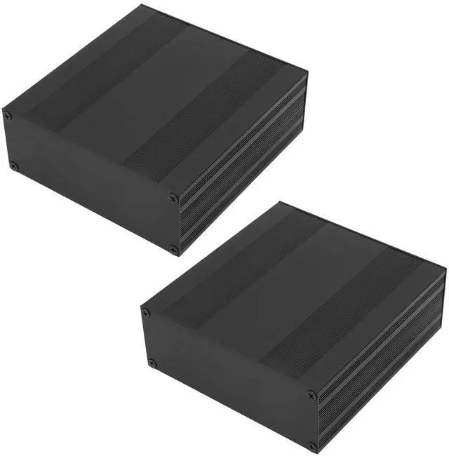 Main image of 2Pcs Aluminum Electronic Project Box, 54 x 145 x 150mm Enclosure Electronic DIY Circuit Board Project Black Aluminum Box Enclosure Split Body Case