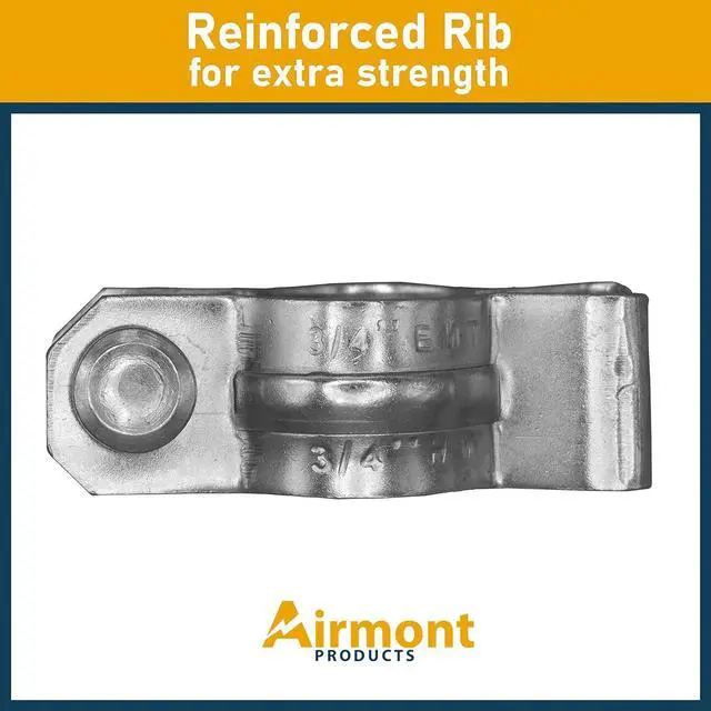 Alt view image 4 of 6 - (50 Pack) Airmont Products AP-10602, EMT or Rigid Conduit Hanger, 3/4 Inch Trade Size, Galvanized Steel, Safely Secure Conduits to any Surface, Zinc Plated Metal, Nuts and Bolts Included