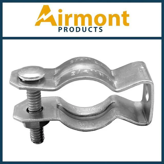 Alt view image 5 of 6 - (50 Pack) Airmont Products AP-10602, EMT or Rigid Conduit Hanger, 3/4 Inch Trade Size, Galvanized Steel, Safely Secure Conduits to any Surface, Zinc Plated Metal, Nuts and Bolts Included
