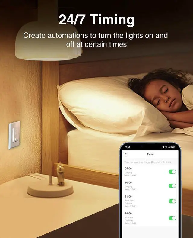 Alt view image 7 of 7 - Ghome Smart Dimmer Switch, Single Pole, 2.4GHz WiFi Switch, Neutral Wire Required, Smart Dimmer Light Switch Compatible with Alexa and Google Home 3 Pack, White