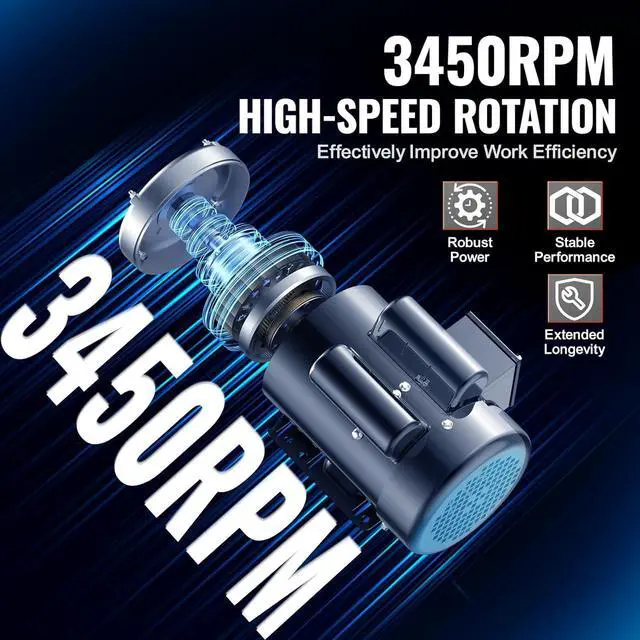 Alt view image 3 of 7 - 1.5HP Electric Motor, 3450 RPM, AC 115V/230V, 56 Frame, Single-Phase Air Compressor Motor with 5/8" Keyed Shaft, Reversible Rotation for Agricultural and General Equipment