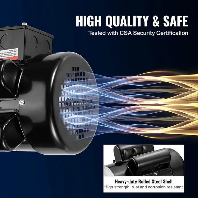 Alt view image 5 of 7 - 1.5HP Electric Motor, 3450 RPM, AC 115V/230V, 56 Frame, Single-Phase Air Compressor Motor with 5/8" Keyed Shaft, Reversible Rotation for Agricultural and General Equipment