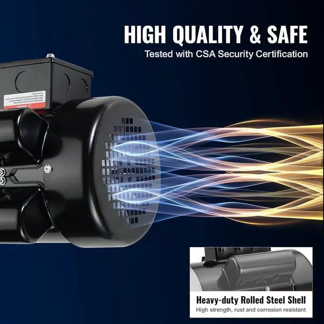 Alt view image 5 of 7 - 1.5HP Electric Motor, 3450 RPM, AC 115V/230V, 56C Frame, Single-Phase Air Compressor Motor with 5/8" Keyed Shaft, CW/CCW Rotation for Agricultural and General Equipment