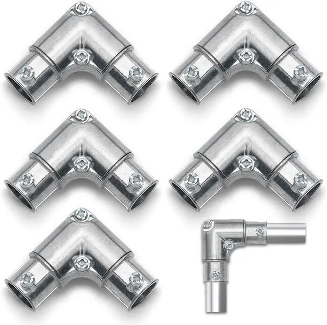 Main image of 3/4 Inch EMT to EMT 90 Degree Inside Corner Pulling Elbows, EMT Conduit Fittings Set Screw; Electrical Metallic Tube Kit Die Cast Zinc Elbow Capped Corner Coupling (5 Pack)