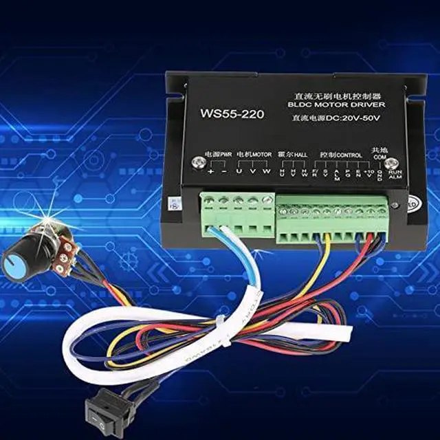 Alt view image 3 of 7 - Motor Driver Controller with Cable,WS55-220 DC 48V 500W CNC Brushless Spindle BLDC Motor Driver Controller,with Overvoltage,Over-Current Potection, Locked-Rotor